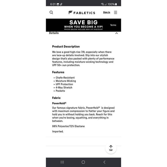 New XS Fabletic Navy Blue Boost PowerHold Kessler II High Waist 7/8 Leggings - Picture 6 of 8